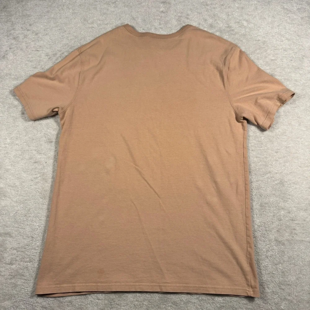 Champion Heritage Graphic T-Shirt Mens Large Tan Salmon Script Logo Cotton T1919 - Picture 2 of 8